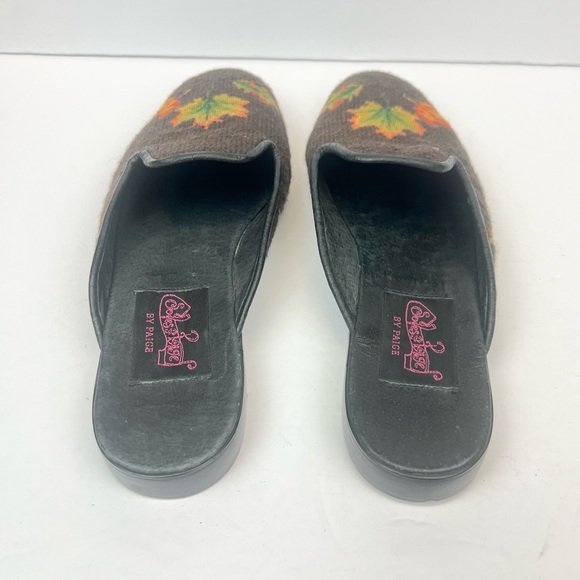 PAIGE Black / Brown Slippers with Pink Logo Size M - Picture 4 of 13